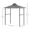 8' x 5' BBQ Grill Gazebo Tent with Double Tiered Canopy for Outdoor Sun Shade, Grey