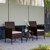 Wicker Bistro Set, 3 Piece Patio Furniture Set with 2-Tier Glass Top Table, Cushions for Balcony, Porch, Beige