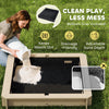 Kids Wooden Sandbox Outdoor Backyard Playset Children Play Station w/ Adjustable Canopy & Convertible Bench Sand for 3-7 Years Old