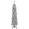 5ft Snow-Flocked Artificial Christmas Tree, Slim Pencil Xmas Tree with 301 Realistic Branches, Metal Base, Pink