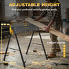 Mitre Saw Stands, Sawhorses with Height Adjustable Legs, 2x4 Bracket, Carry Handle, Black