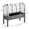 Raised Garden Bed with PE Greenhouse Cover Outdoor Elevated Wood Planter Box for Herbs and Vegetables Dark Gray