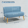 Modern 2 Seat Sofa for Bedroom, Upholstered Two Seater Couch with Rubber Wood Legs, Blue