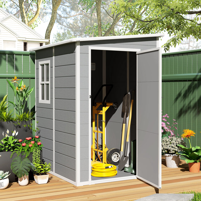 4x5 Lean to Garden Shed with Window Lockable for Garden Tool Storage
