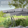 Outdoor 3-Seater Patio Swing Chair, Outdoor Swing Seat, with Adjustable Canopy and Two Pillows for Garden, Light Grey