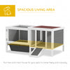 Rabbit Hutch, Wooden Guinea Pig Cage with Run, Openable Top, Pull Out Tray and Ramp, Water-Resistant Roof, Grey