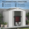 7' x 4' x 6' Garden Storage Shed Outdoor Patio Metal Tool Storage House w/ Foundation Kit and Double Doors, Silver
