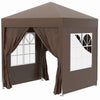 6.6'x6.6' Pop Up Canopy Tent with Sidewalls, Instant Sun Shelter Camping Gazebo with Carry Bag, Coffee