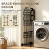 5-Tier Clothes Drying Rack, Foldable Laundry Drying Rack with Wheels, Side Wings, Black