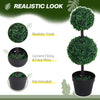 2 Ball Topiary Tree in Pot for Home Decor Set of 2, Artificial Plant for Home Office, Living Room Decor, Dark Green