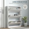 Narrow Shoe Storage Cabinet, Shoe Cabinet with 3 Flip Drawers, 31.5