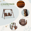 Wooden 2-Seat  A-Frame Porch Swing Rustic Patio Bench Outdoor Furniture  w/ Table