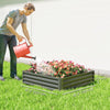 4' x 4' x 1' Raised Garden Bed Galvanized Steel Planter Box for Vegetables, Flowers, Herbs, Light Grey