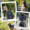 3-in-1 Double Pet Stroller for Small Miniature Dogs Cats with Removable Carrier, Foldable Travel Carrier Bag, Car Seat, Blue