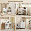 Sewing Machine Table on Wheels, Folding Craft Table with 2 Bins, Storage Shelf, 18 Pegs, Lockable Wheels, White