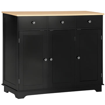 Modern Sideboard, Buffet Cabinet with Storage Cabinets, Drawers and Adjustable Shelves for Living Room, Black
