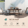 Set of 4 Outdoor Dining Chairs, Heavy Duty Stackable Patio Dining Set with Armrests for Balcony Garden, Grey