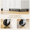 Rolling Kitchen Island with Rubber Wood Top and Storage, Spice Rack, Towel Rack, Cream White
