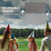 Reversible Outdoor Rug, Waterproof Plastic Straw RV Rug with Carry Bag, 9' x 18', Black and White Clover