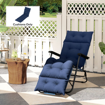 Patio Lounge Chair Cushion, Tufted Thick Outdoor Chaise Lounge Cushion with Ties, 74.8