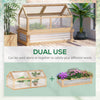 Raised Garden Flower Bed Kit with Greenhouse, Wooden Cold Frame Planter with Open Roofs, 48