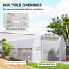 19.5' x 10' x 7.5' Tunnel Greenhouse with 3 Roll-Up Doors and Large Mesh Windows, Galvanized Steel Frame, Wind Resistant, White