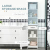 Modern Bathroom Cabinet, Narrow Bathroom Vanities with 3 Open Shelves, Drawer and Adjustable Shelf, White