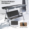 3-Seat Patio Swing Chair, Outdoor Canopy Swing Glider with Adjustable Shade, Grey