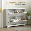 Modern Shoe Storage Cabinet, Narrow Shoe Cabinet with 4 Flip Drawers, Adjustable Shelves, 5 Legs for Entryway, White