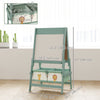 Qaba Art Easel for Kids, Double-Sided Whiteboard & Chalkboard with Paper Roll, 2 Storage Boxes, Gift for Boys, Girls, Pink