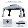 13' x 10' Patio Gazebo Canopy with 2-Tier Polyester Roof, Vented Mesh Sidewall & Strong Aluminum Frame