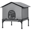 Outdoor Cat House, Waterproof Insulated Cat Kennel with Elevated Base, Foldable Feral Kitty Shelter for Kittens, Grey