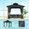 10' x 10' Hardtop Gazebo, Sun Shelter with Double Tier Metal Roof, Mosquito Netting, and Hanging Hook, Dark