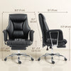 Reclining Office Chair, Overstuffed Executive Desk Chair with High Back, PU Leather, Footrest, Swivel Wheels