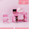 Qaba Kids Vanity Set, Toddler Dressing Table and Chair Set  with Lighted Mirror, Cabinet, Drawer and Shelves, Pink