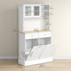 Kitchen Cabinet with Charging Station, 2 Tilt Out Cabinets, Microwave Stand, Freestanding Kitchen Pantry Cabinet