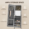 Standing Mirror Jewelry Cabinet, Jewelry Storage Cabinet with LED Lights and Angle Adjustable Full Length Mirror, Grey