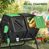 Rotating Composter, Dual Chamber Compost Bin with 24 Vents and Steel Legs, 34.5 Gallon, Green