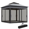 10.7 x 10.7ft Pop Up Gazebo, Adjustable Instant Sun Shelter with UV30+ Roof Cover, Removable Mesh Curtains, Dark Grey