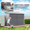 4.6' x 9' Steel Outdoor Storage Shed, Lean to Shed, Metal Tool House with Foundation Kit, Lockable Doors, Gloves and 2 Air Vents for Backyard, Patio, Lawn