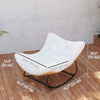 Oversized Rattan Patio Egg Chair, Outdoor Rocking Chair with Padded Cushion for Indoor, Porch, Cream White