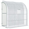 7' x 3' x 7' Outdoor Lean-to Walk-In Greenhouse w/ Roll-up Mesh Windows, Zipper Door and 3-Tier Shelves, White