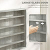 5-Tier Display Cabinet, Shot Glass Display Case, Glass Curio Cabinet with 2 Glass Doors and 4 Adjustable Shelves, Grey