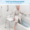 Tub Transfer Bench with Arm and Back, Shower Chair with Slip-Resistant Feet, for Elderly and Disabled, White
