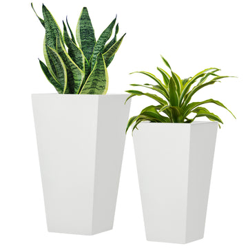 Set of 2 Tall Planters with Drainage Holes, 22