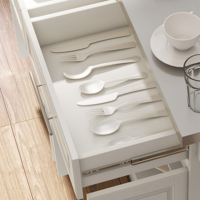 Stainless Steel Kitchen Island with Storage and Stainless Steel Top, Kitchen Trolley with Drawers, Cabinets, Towel Rack, Cream White