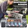 4 Burner Propane Gas Grill with Side Burner, 53,000 BTU BBQ Grill with Cast Iron Grates, Wheels, Warming Rack, Cabinet