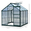 Greenhouse Garden, Green House, Outdoor Greenhouse Kit, PC Board with Sliding Door, 6.2' x 6.3' x 6.6'