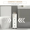 Slim Bathroom Cabinet with Wheels, Narrow Bathroom Storage Cabinet with Door, Drawer and 2 Open Compartments, White