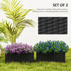 2 Pack 20 Inch Hanging Flower Pots, Railing Planter Box for Fence, Garden, Rattan Look, Black